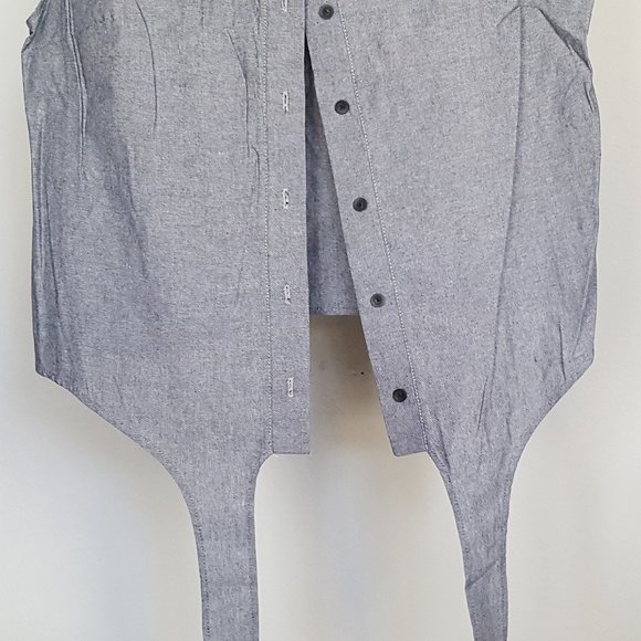 SEE YOU MONDAY Shirt XXL NWT Sleeveless Tie Waist Tattoo Swallows Chambray - Picture 4 of 8